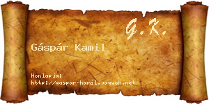 Gáspár Kamil névjegykártya
